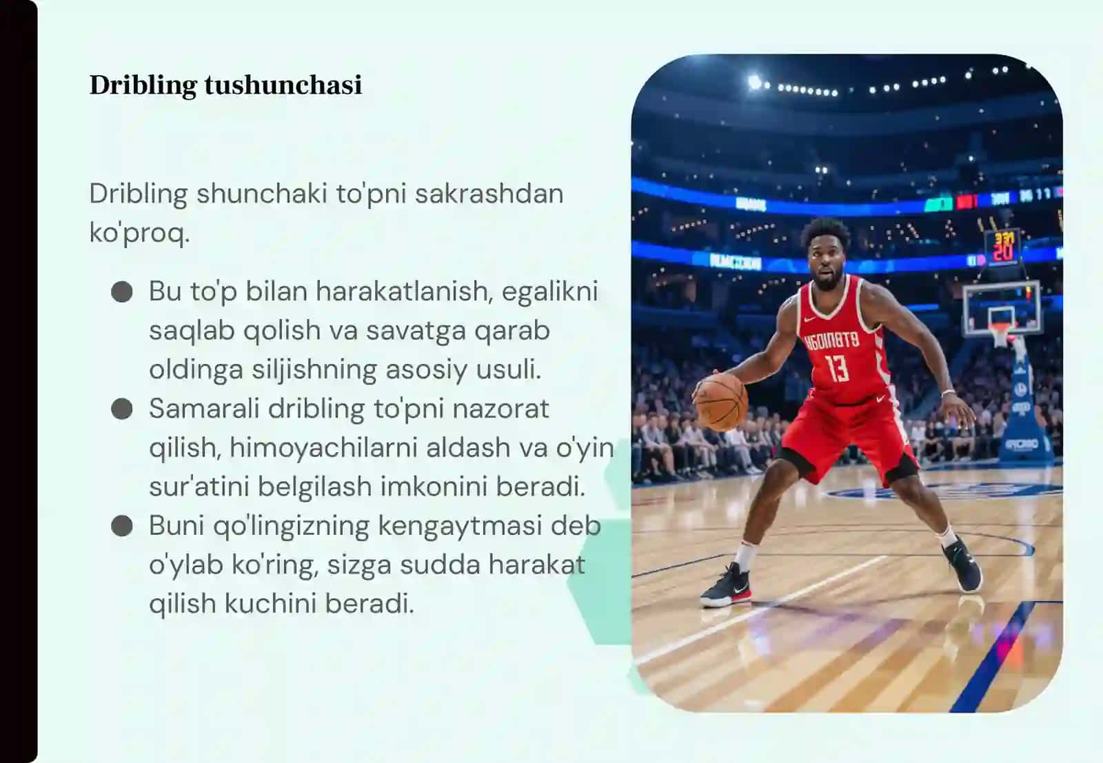 Basketbol o'yinida to'pni boshqarish texnikasini o'rganish 2
