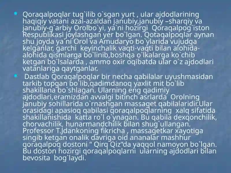 Qoraqalpoq xalqining etnografiyasi, etnogeneziva etnik tarixi 2