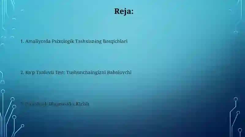 Amaliyotda psixologik diognoz qoʻyishning bosqichlari bòyicha variantli test 2