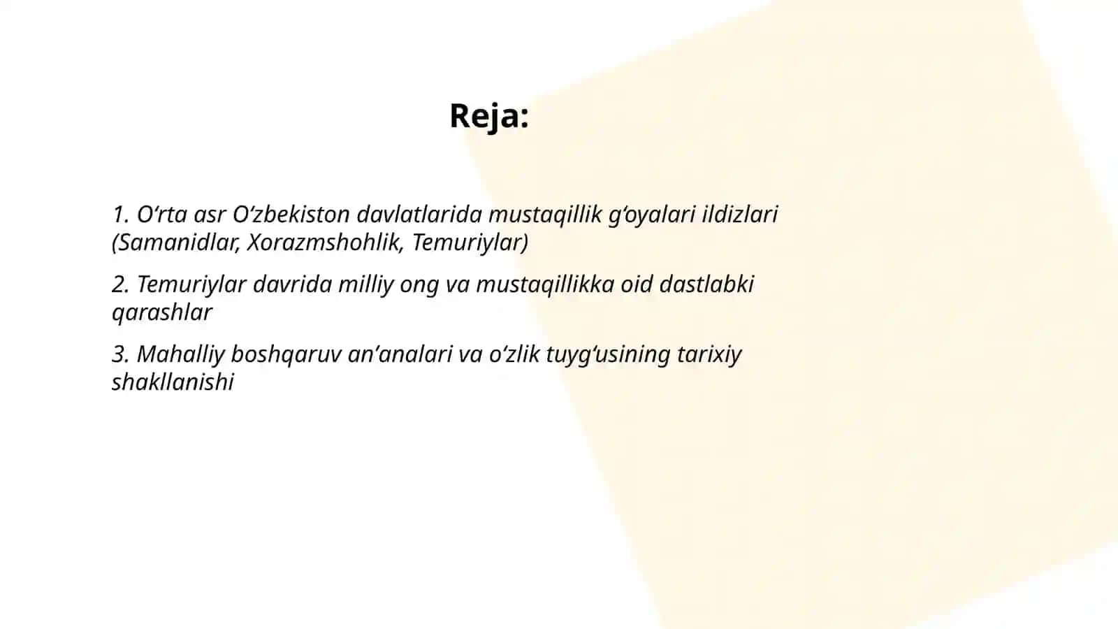 Òzbekistonda mustaqillik ģoyalarning tarixiy asoslari 2