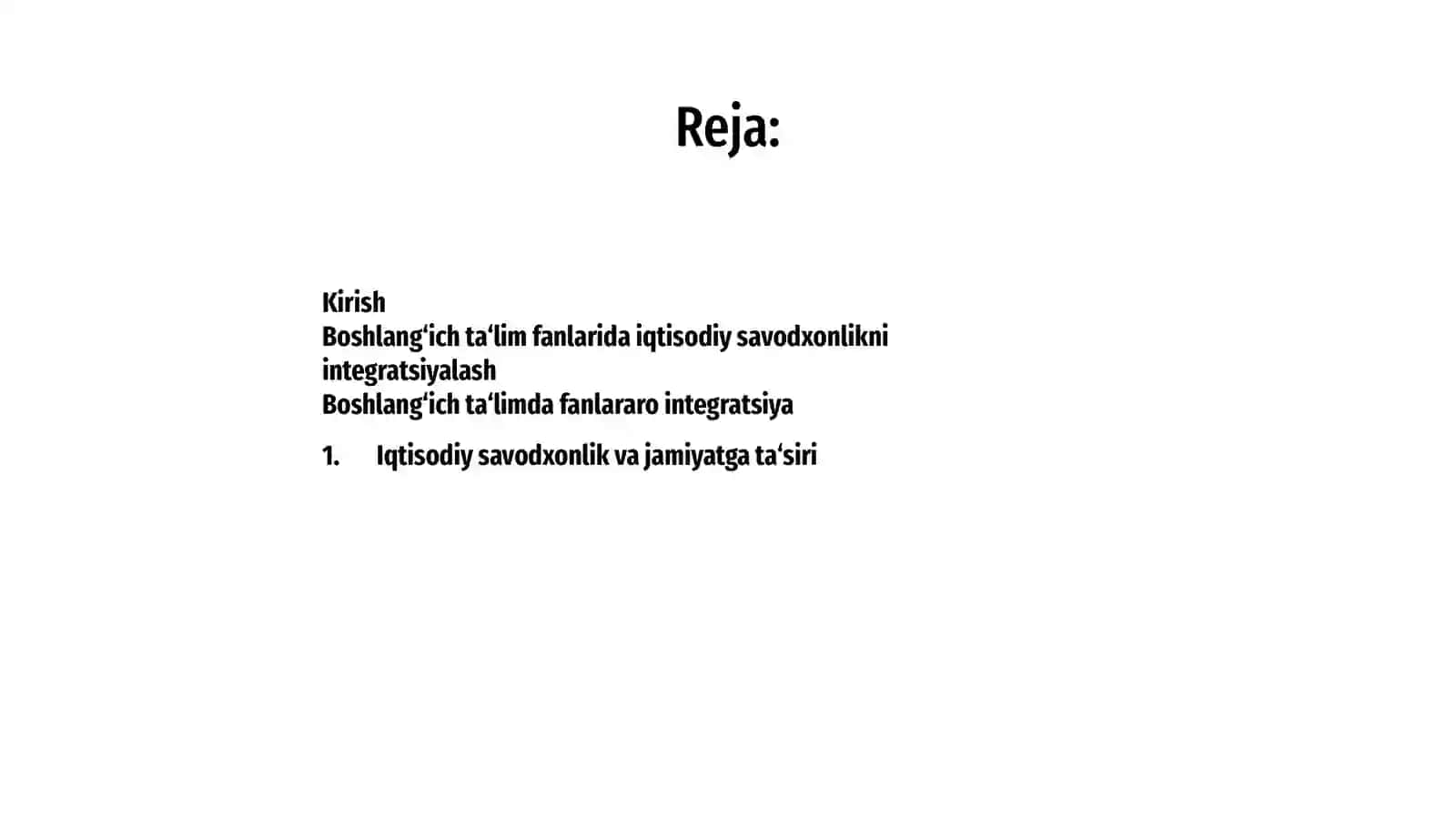 Iqtisodiy Savodxonlikni Integratsiyalash 2