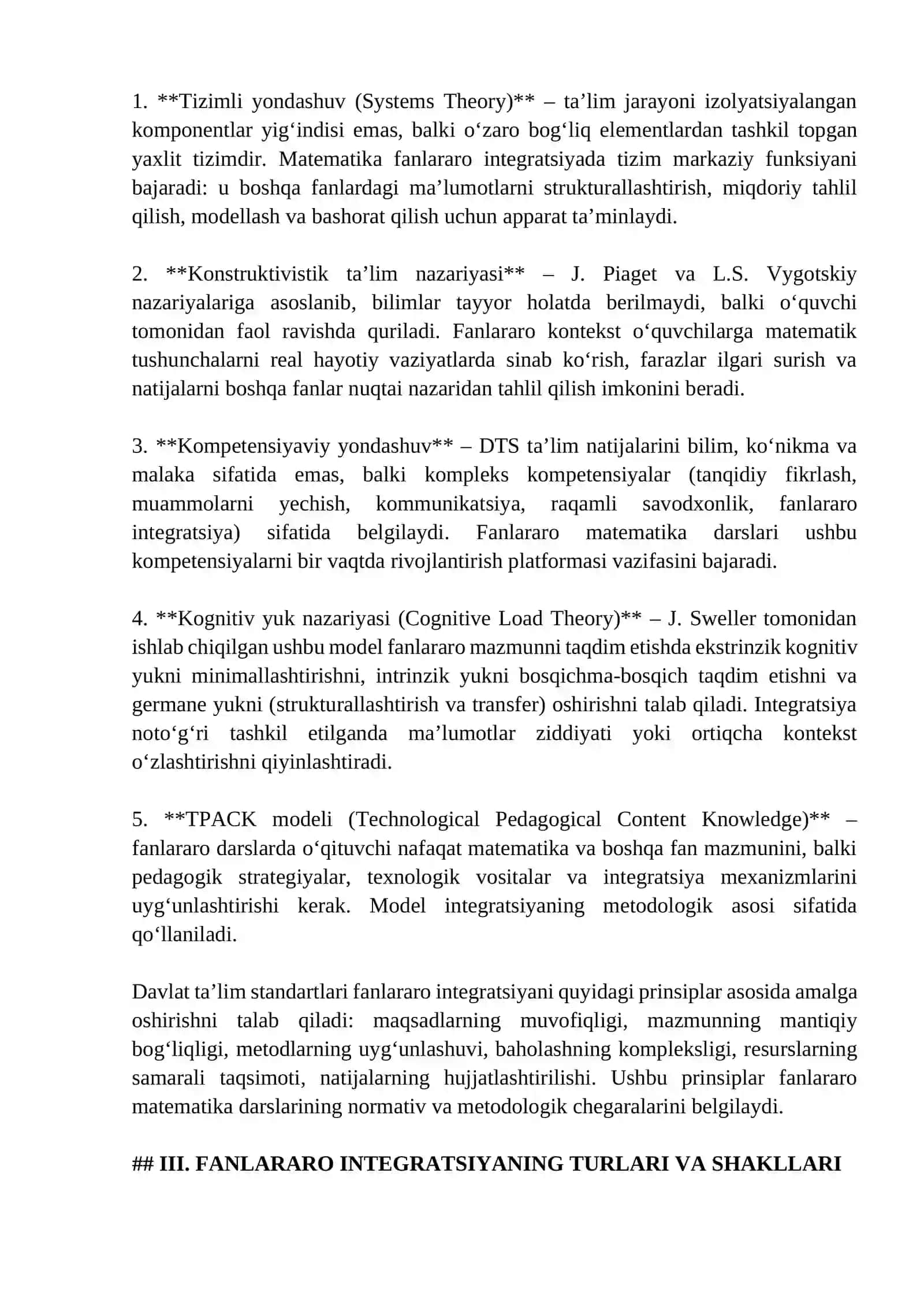 FANLARARO INTEGRATSIYA ASOSIDA MATEMATIKA DARSLARINI TASHKIL ETISH 2