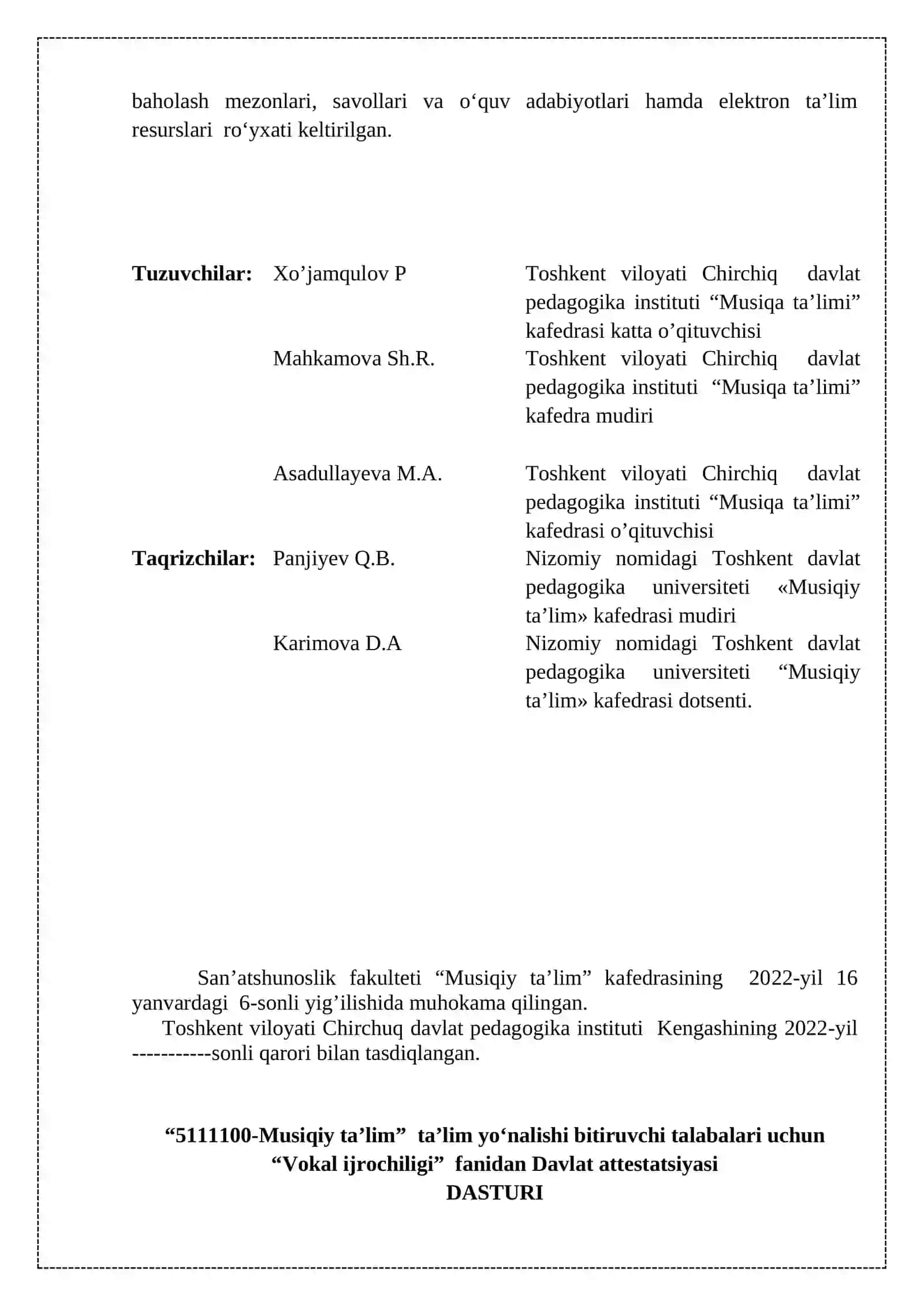 Davlat Attestatsiya Sinovlari Dasturi 2