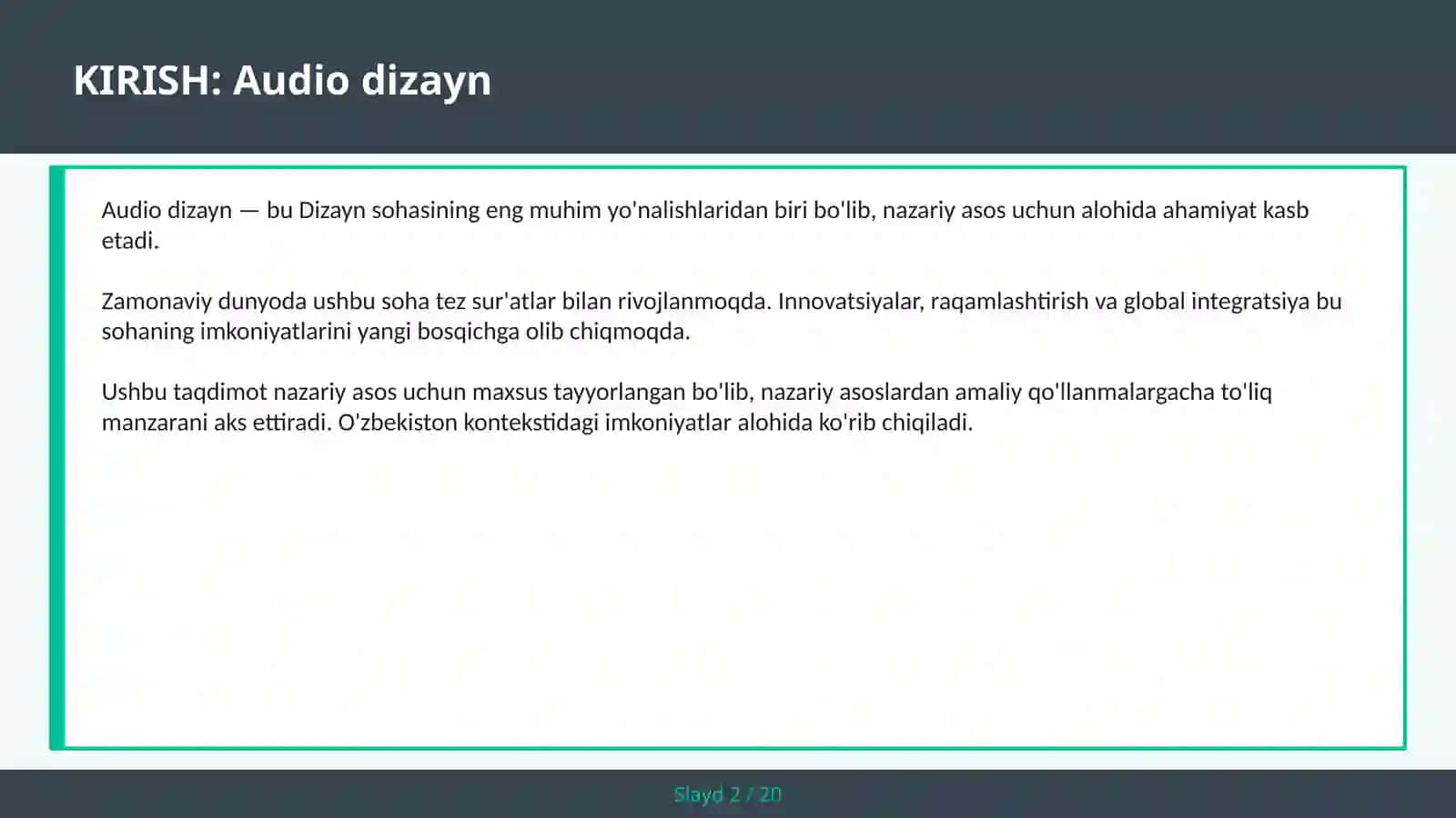 Audio dizayn 2