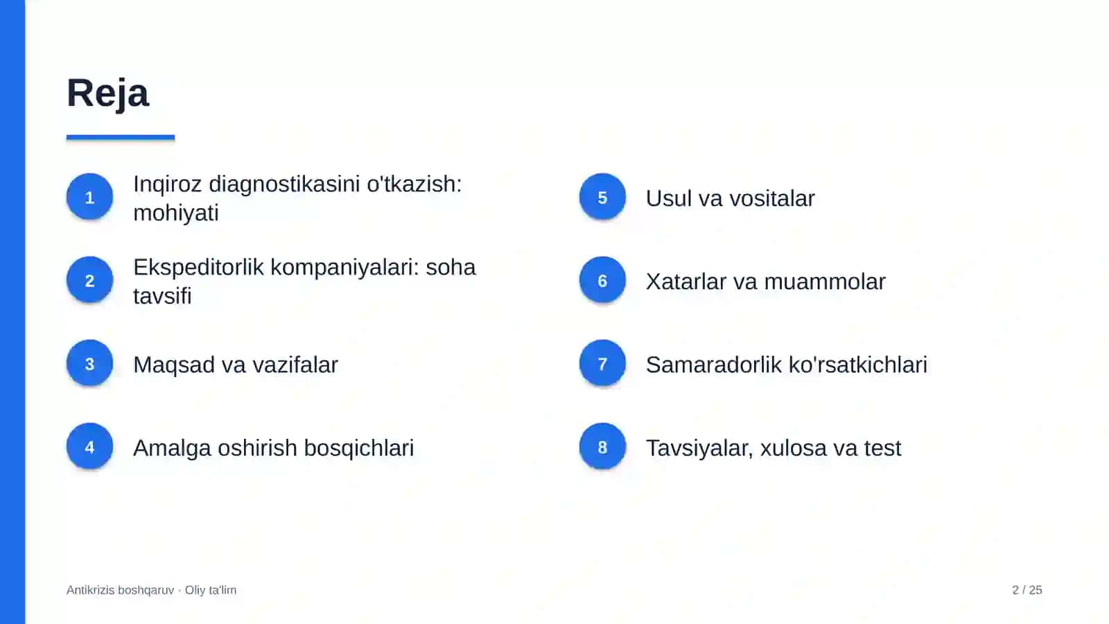 ekspeditorlik kompaniyalarida inqiroz diagnostikasini o'tkazish 1811 2