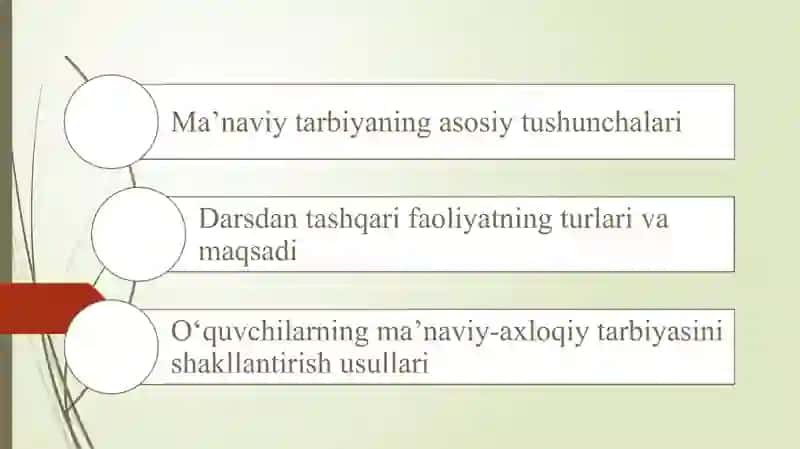 O’quvchilarning Darsdan tashqari tarbiyaviy jarayonlarda manaviy ishlarni tashkil etish 2