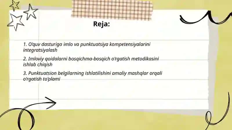 O‘quv dasturiga imlo va punktuatsiya kompetensiyalarini integratsiyalash 2