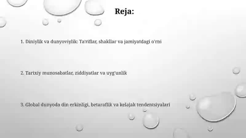 Diniylik va dunyoviylik masalasi 2