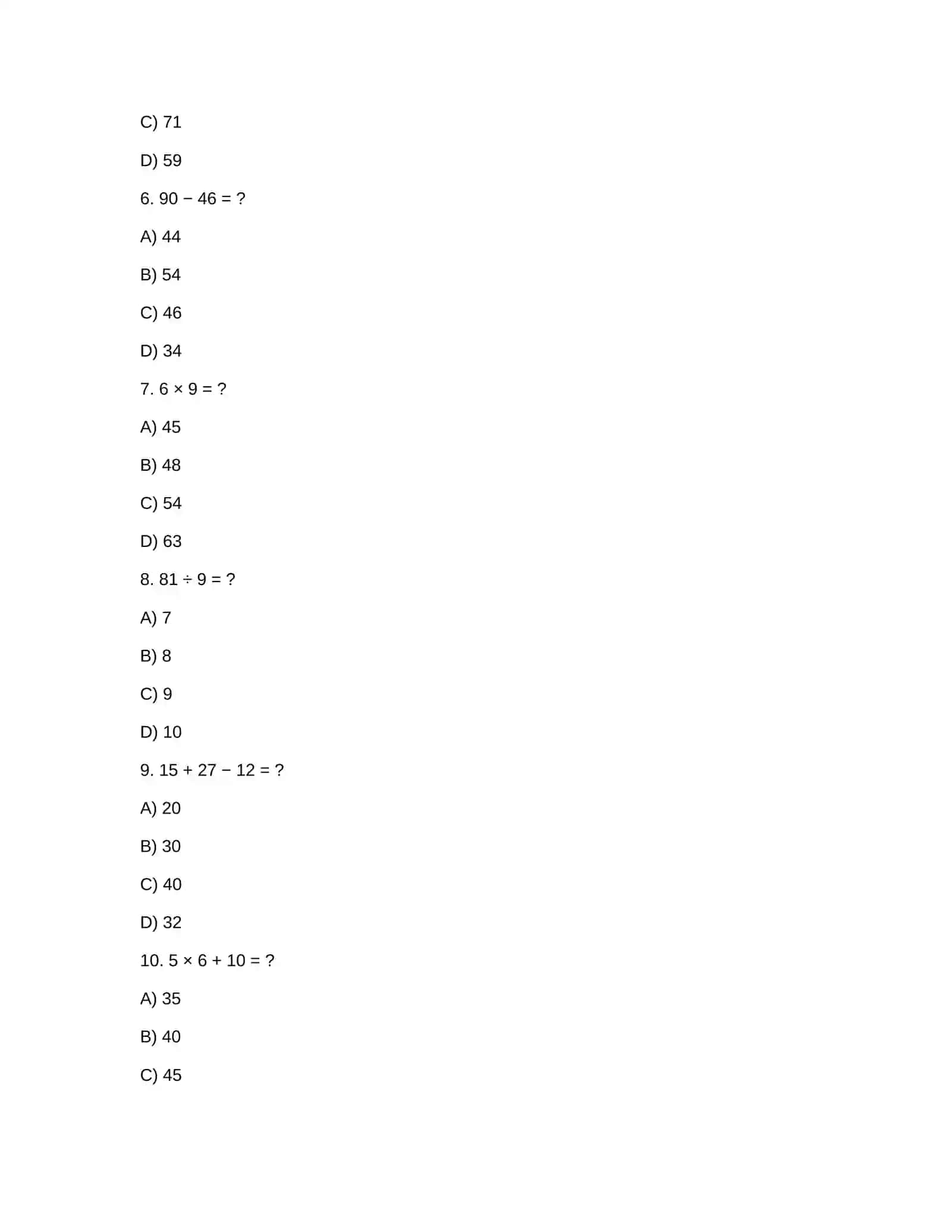 MATEMATIKA FANIDAN 50 TA TEST 2