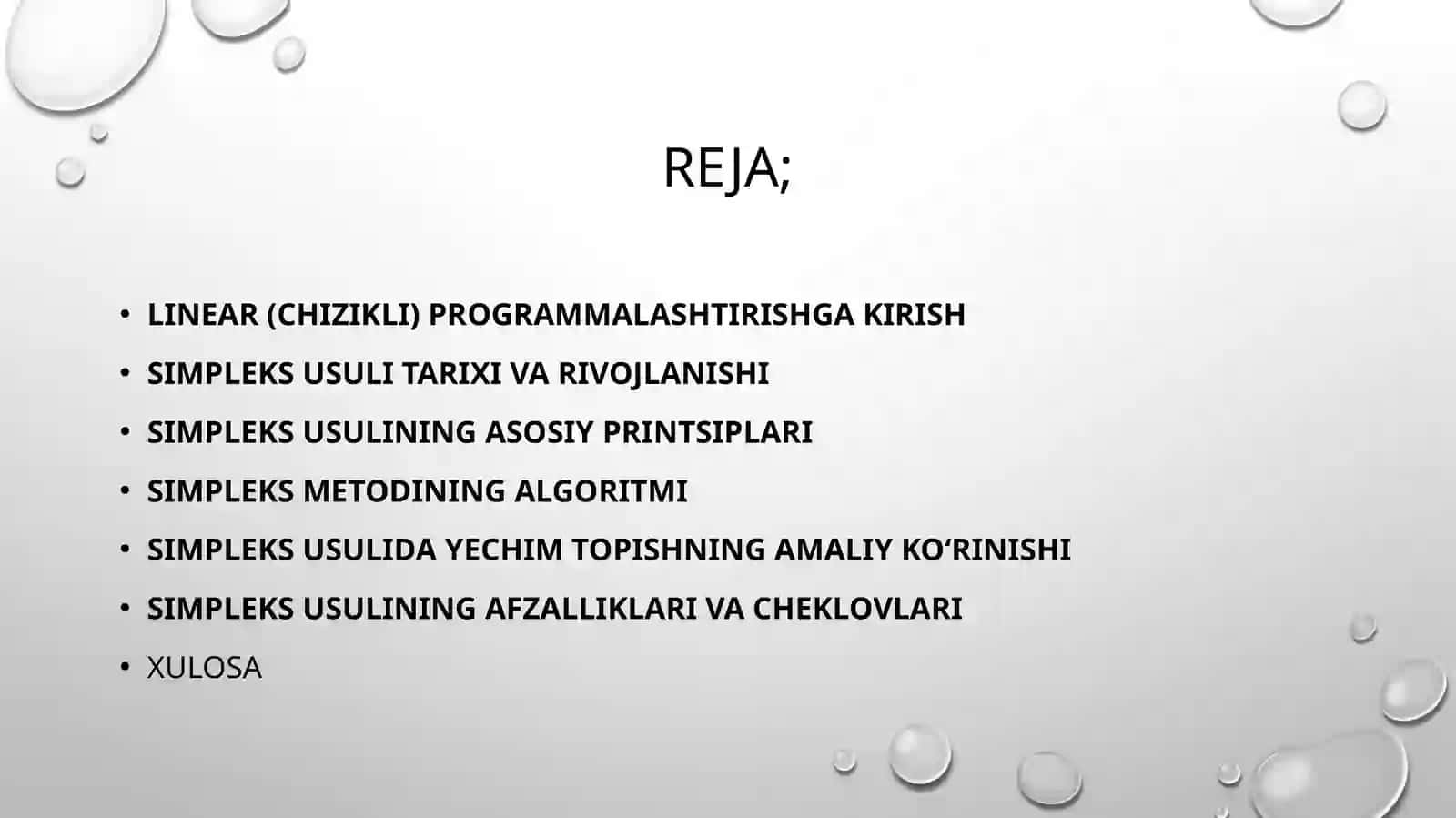 Chizigli programmalashtirish masalasini yechishning simpleks usuli 2