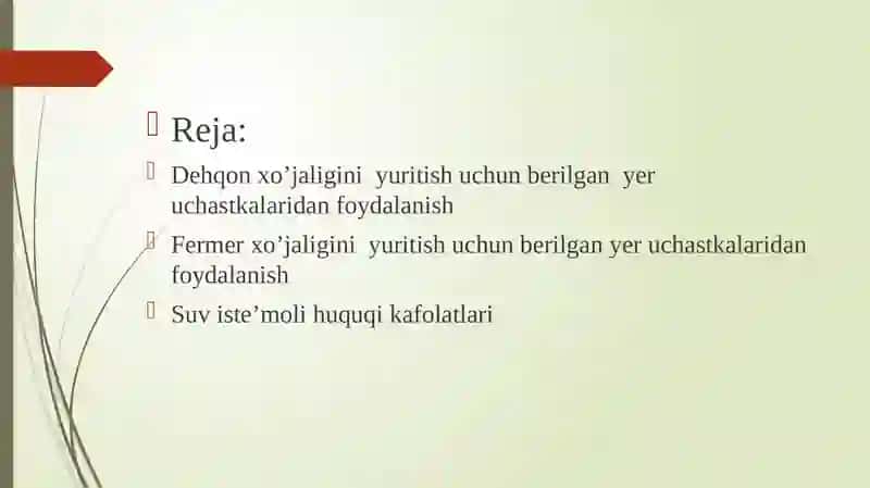 Dehqonxo’jaligini yuritish uchun berilgan yer uchastkalaridan foydalanish 2