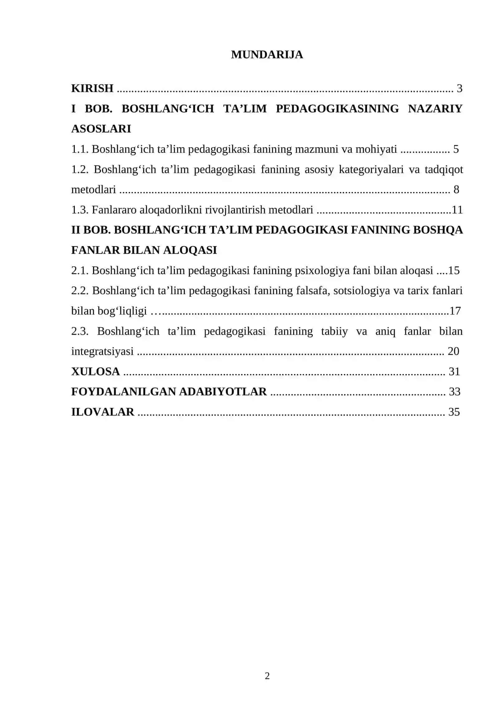 BOSHLANG‘ICH TA’LIM PEDAGOGIKASI FANINING BOSHQA FANLAR BILAN ALOQASI200 2