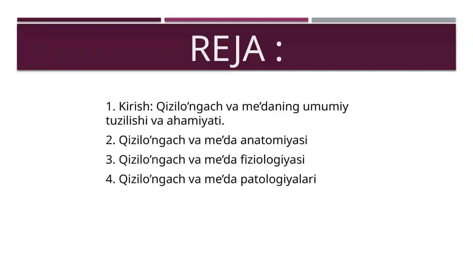Qizilo’ngach va me’daanatomiyasi, fiziologiyasi va patologiyasi 2