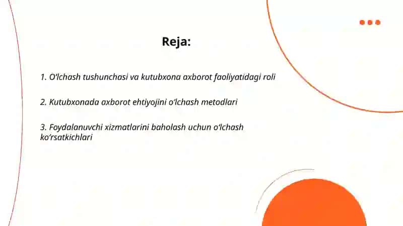 Oʻlchashlarning kutubxona axborot faoliyatidagi ahamiyati 2