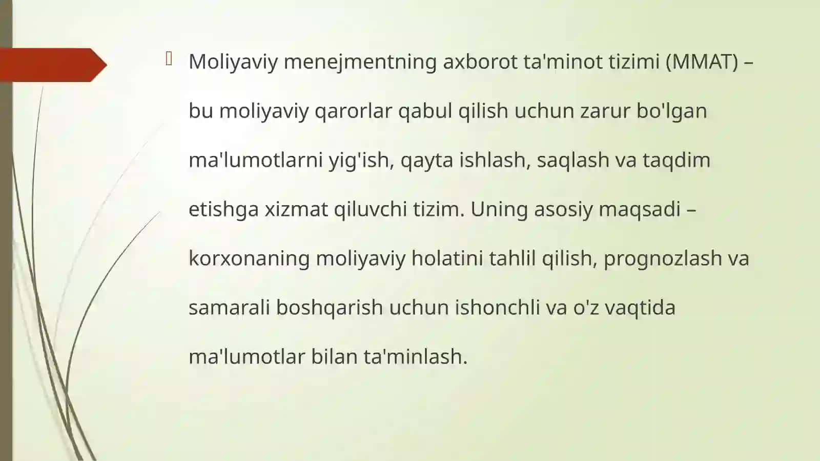 MOLIYAVIY MENEJMENTNING AXBOROT TAMINOT TIZIMI 2