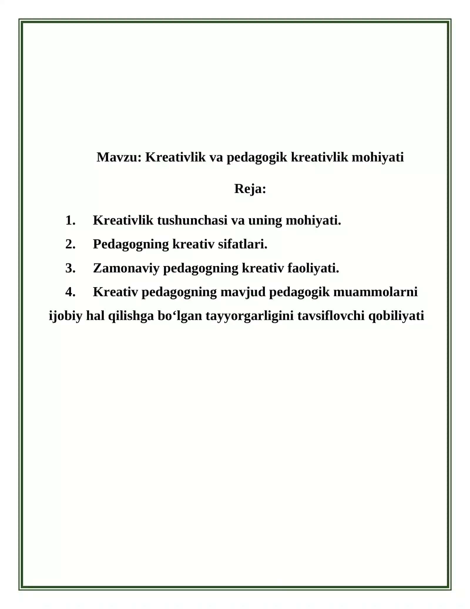 Kreativlik va pedagogik kreativlik mohiyati 2