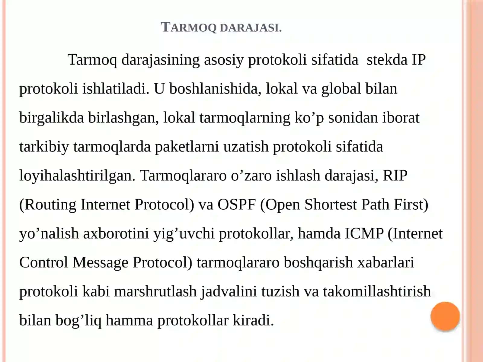 Ma’ruza-3 Tarmoq pag’onasi. IPv4 va IPv6 protokollarining paket strukturalarini tahlil qilish 2