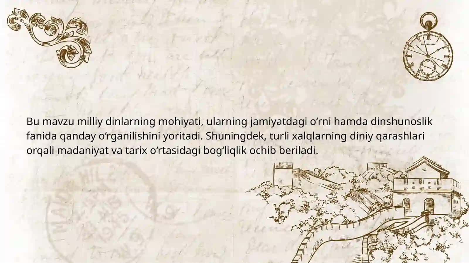 Dinsunoslik fanidan tayyorlangan taqdimoti 2