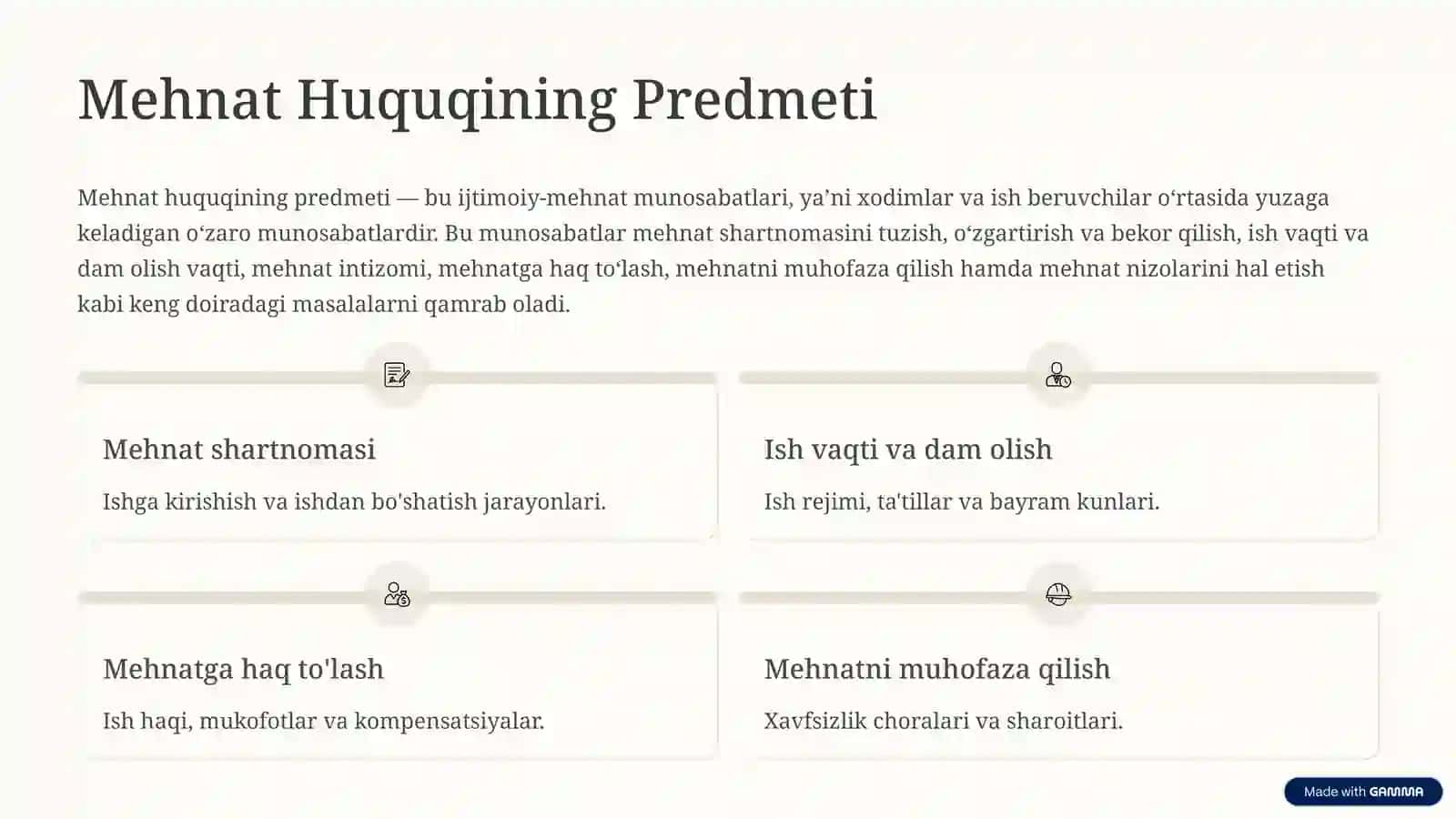 Mehnat Huquqining Asoslari Predmet, Funksiyalar va Tamoyillar 2