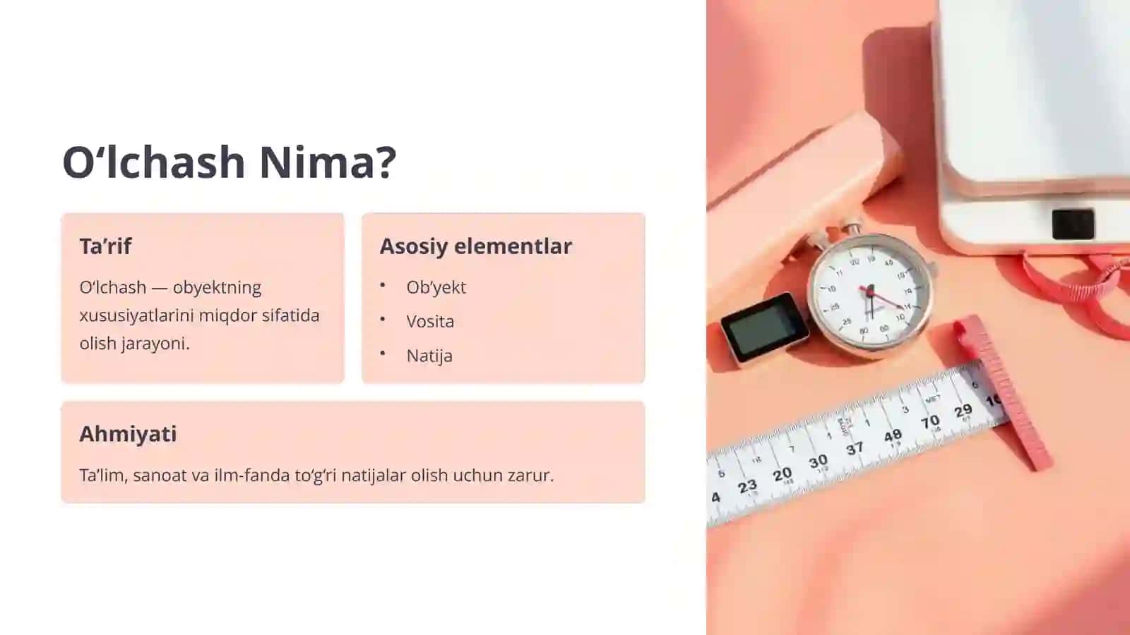 O‘lchashlar, Ularning Turlari va O‘lchash Vositalari 2
