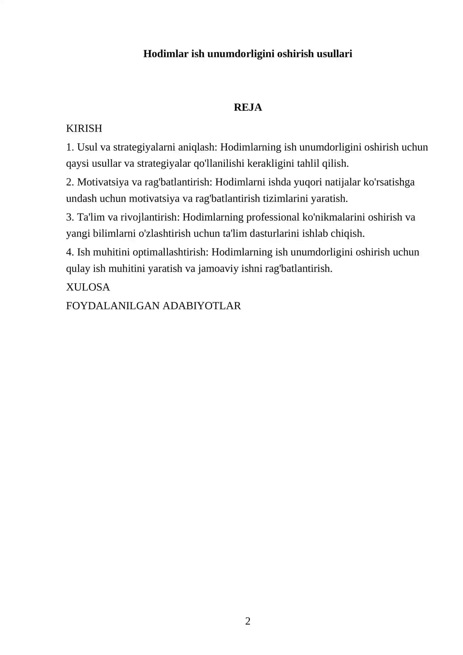Hodimlar ish unumdorligini oshirish usullari 2