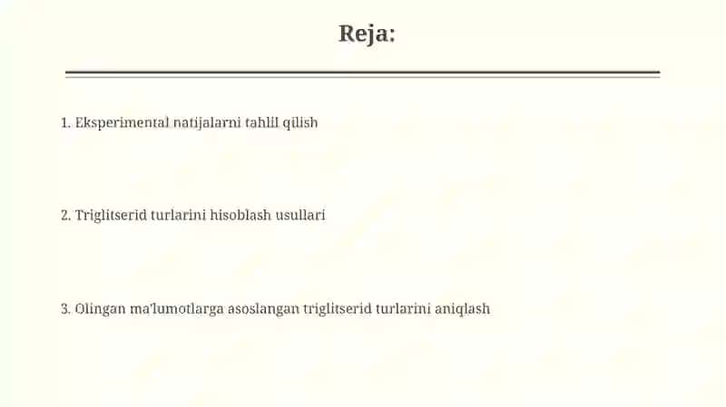Triglitserid turlarini hisoblash 2