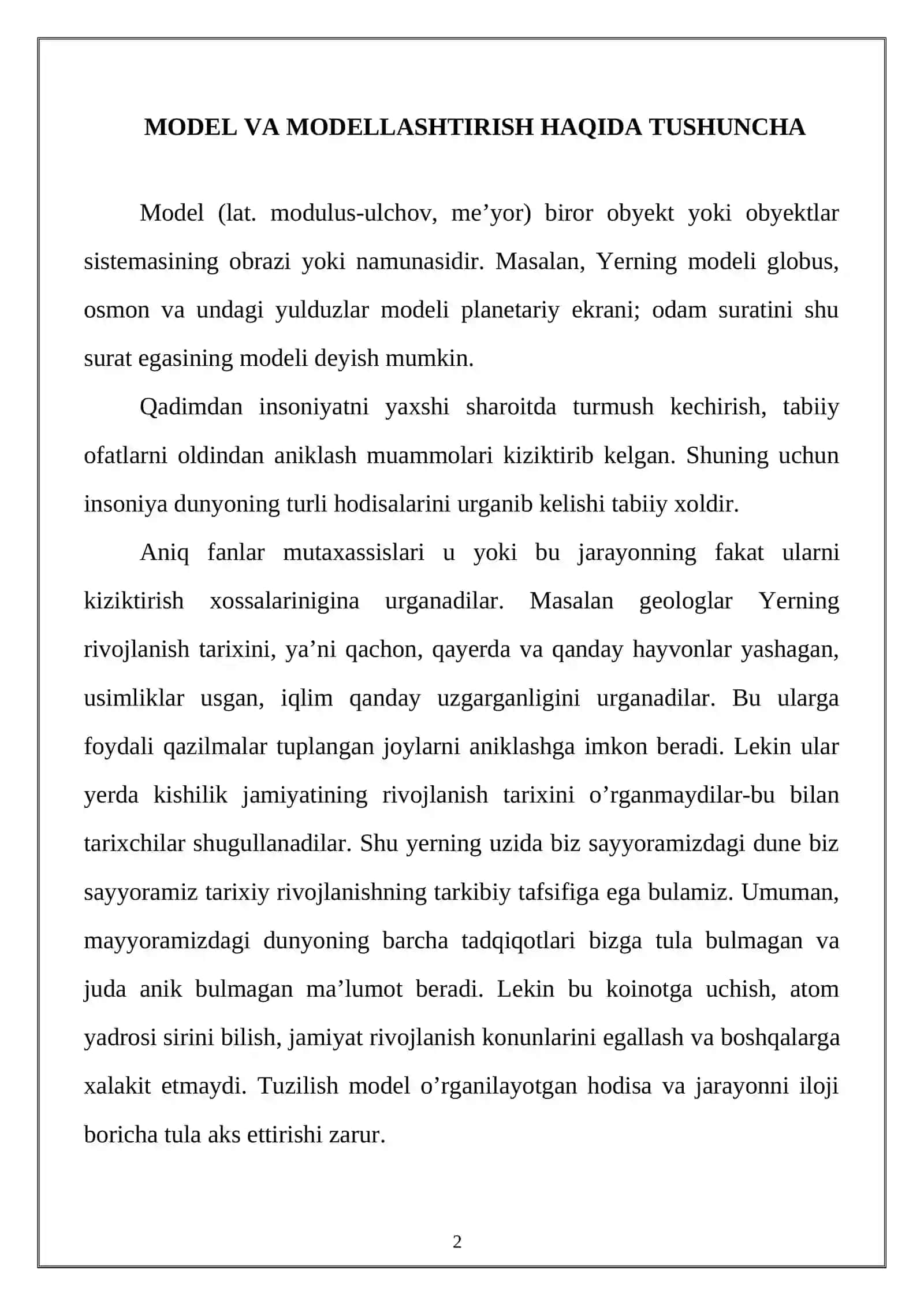 Matematik modellashtirish 2