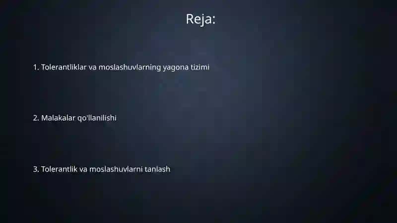 Joizlik va o‘tqazishlarning yagona tizimi.Kvalitetlarining qo‘llanilishi 2