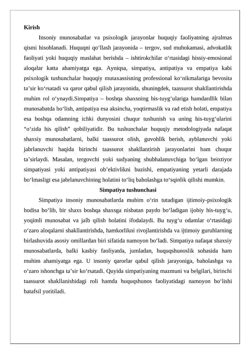 Simpatiya, antipatiya va empatiya tushunchalari. Ularning taassurotdagi ro‘li 2