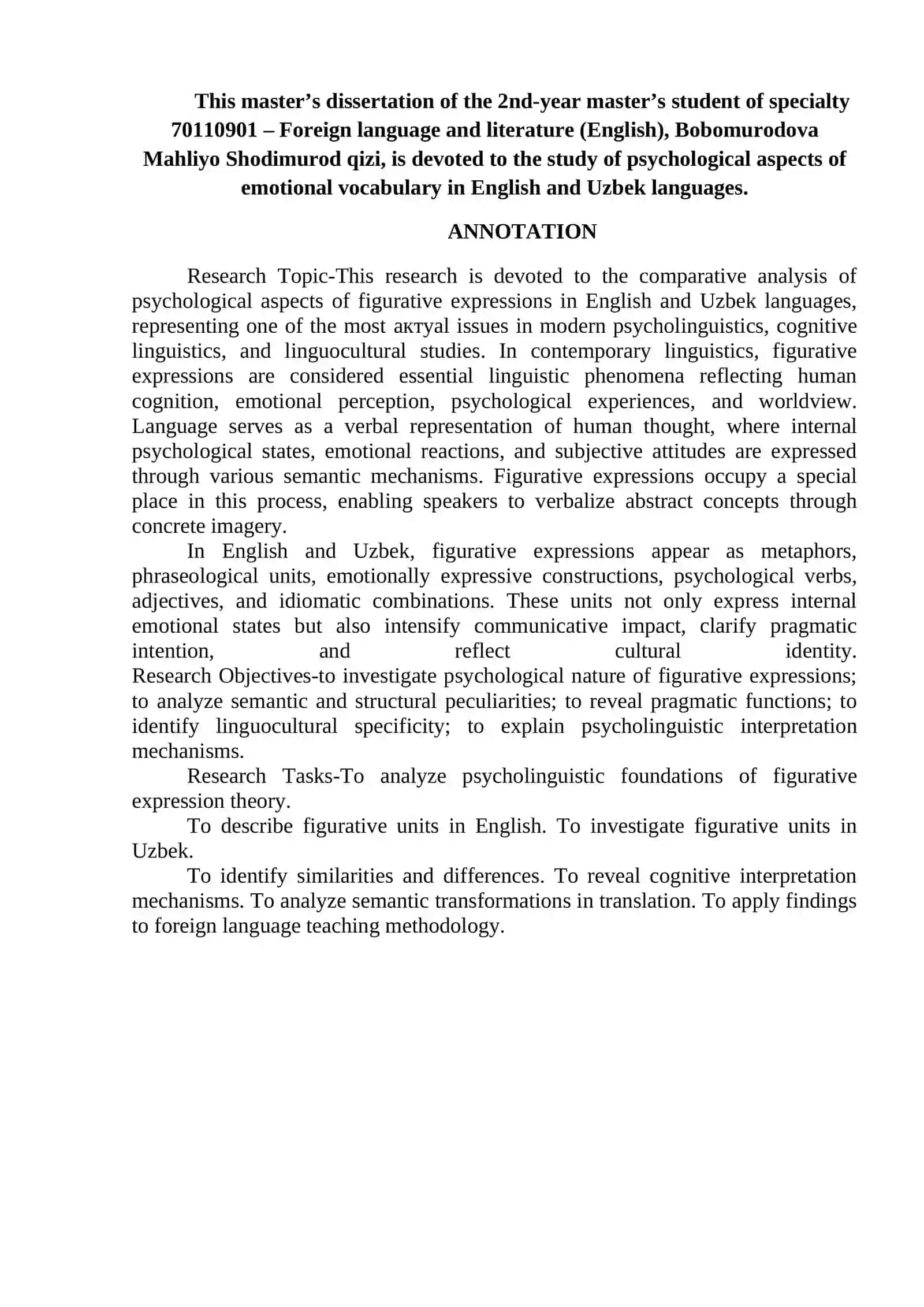 Ingliz va o'zbek tillarida emotsional leksikaning psixologik aspektlari 2
