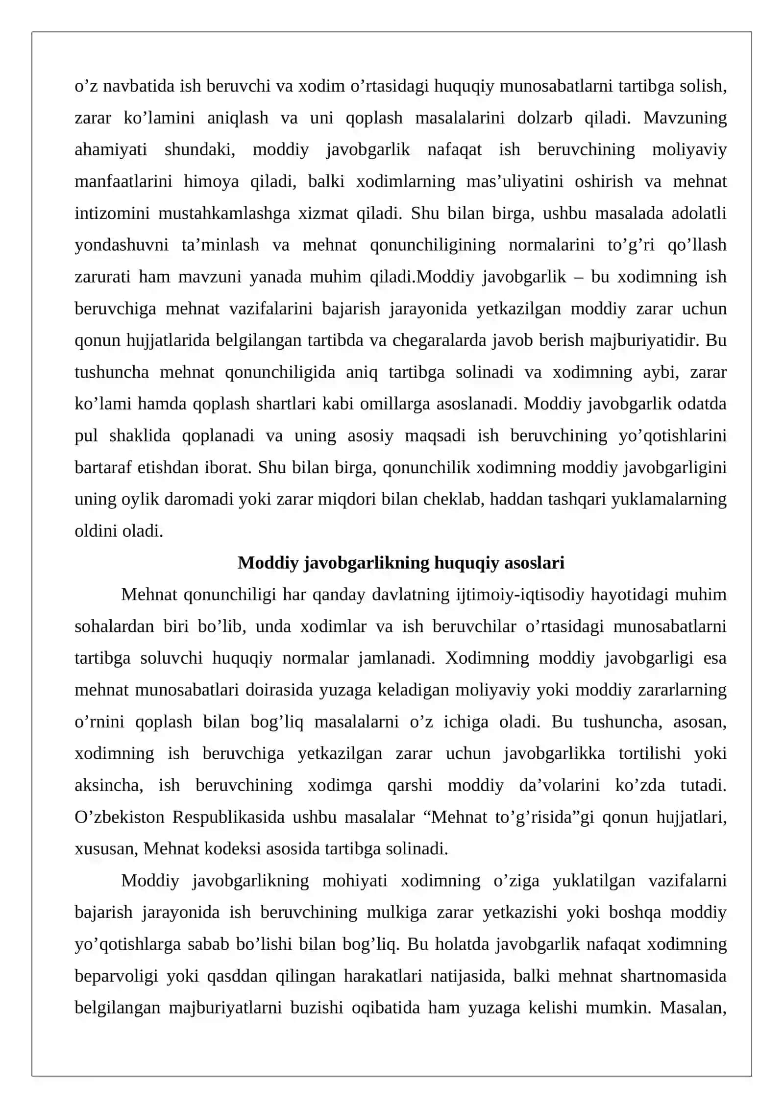 Moddiy javobgarlikning huquqiy asoslari 2