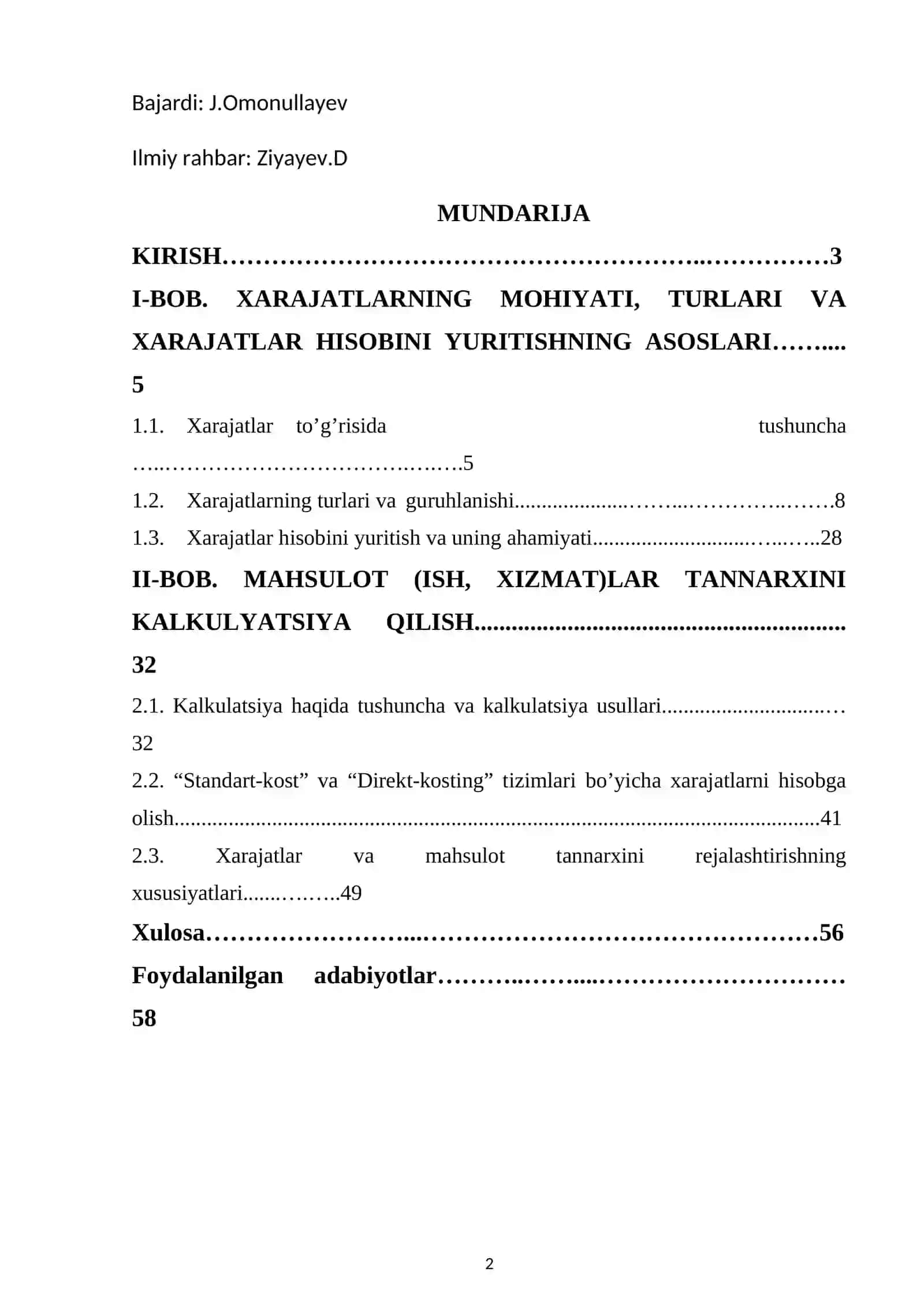 Xarajatlarning mohiyati, turlari va xarajatlar hisobini yuritish 2