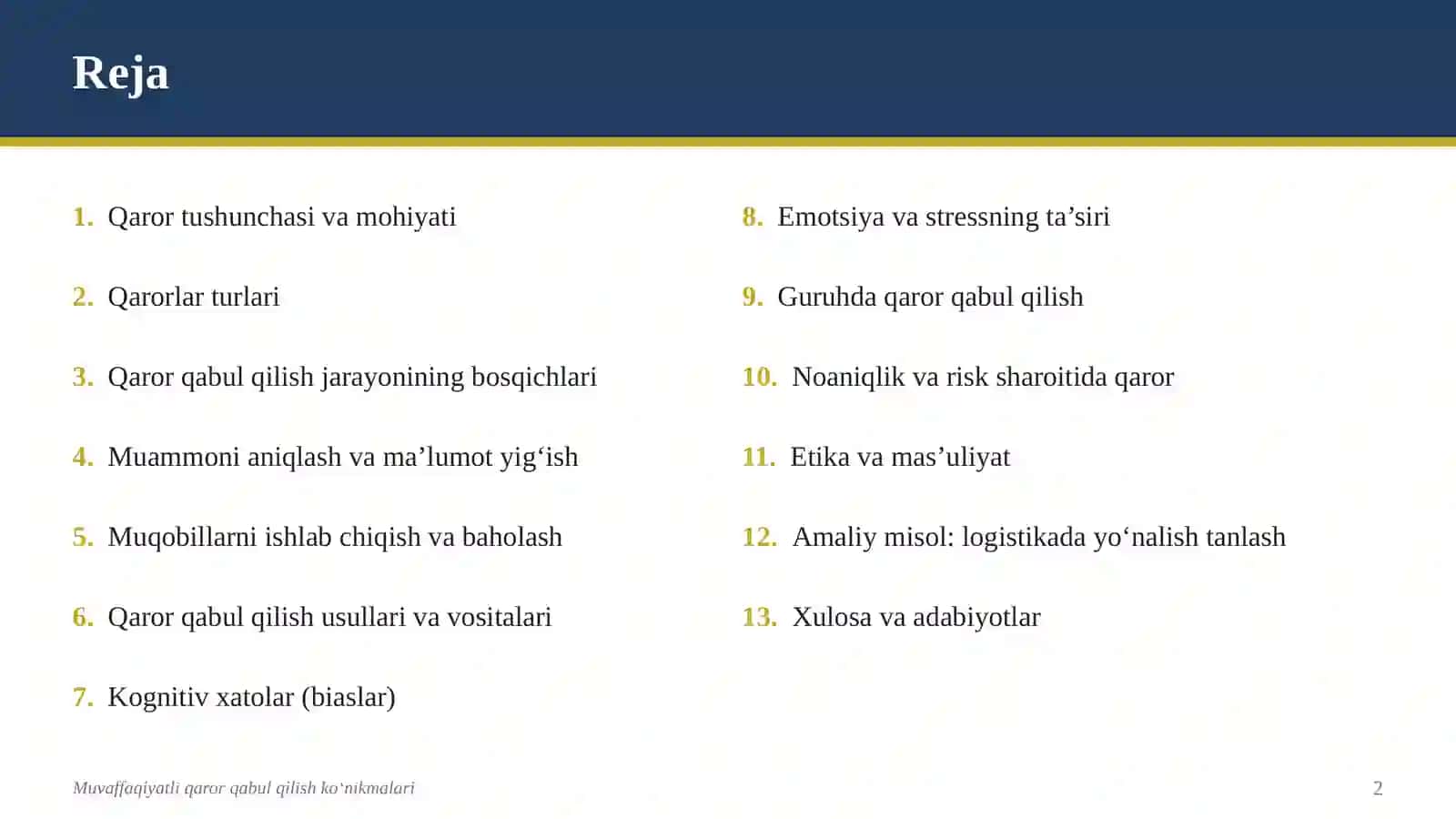 Qaror qabul qilish ko'nikmalari 2