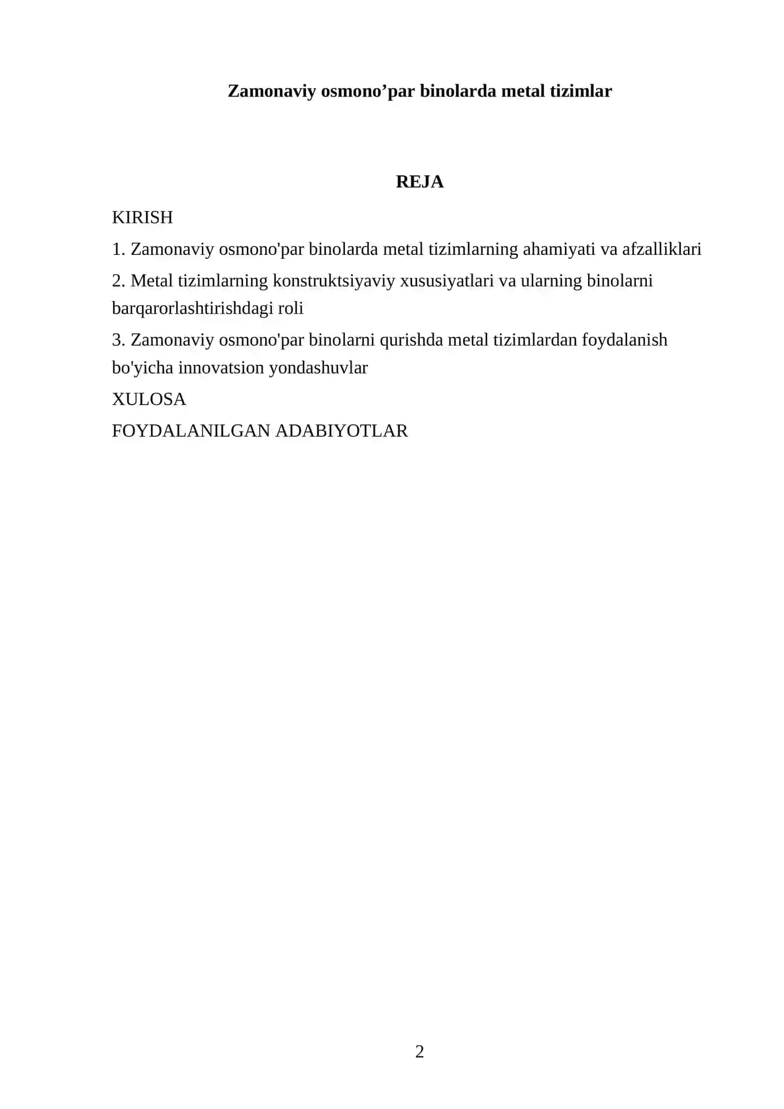 Zamonaviy osmono’par binolarda metal tizimlar 2