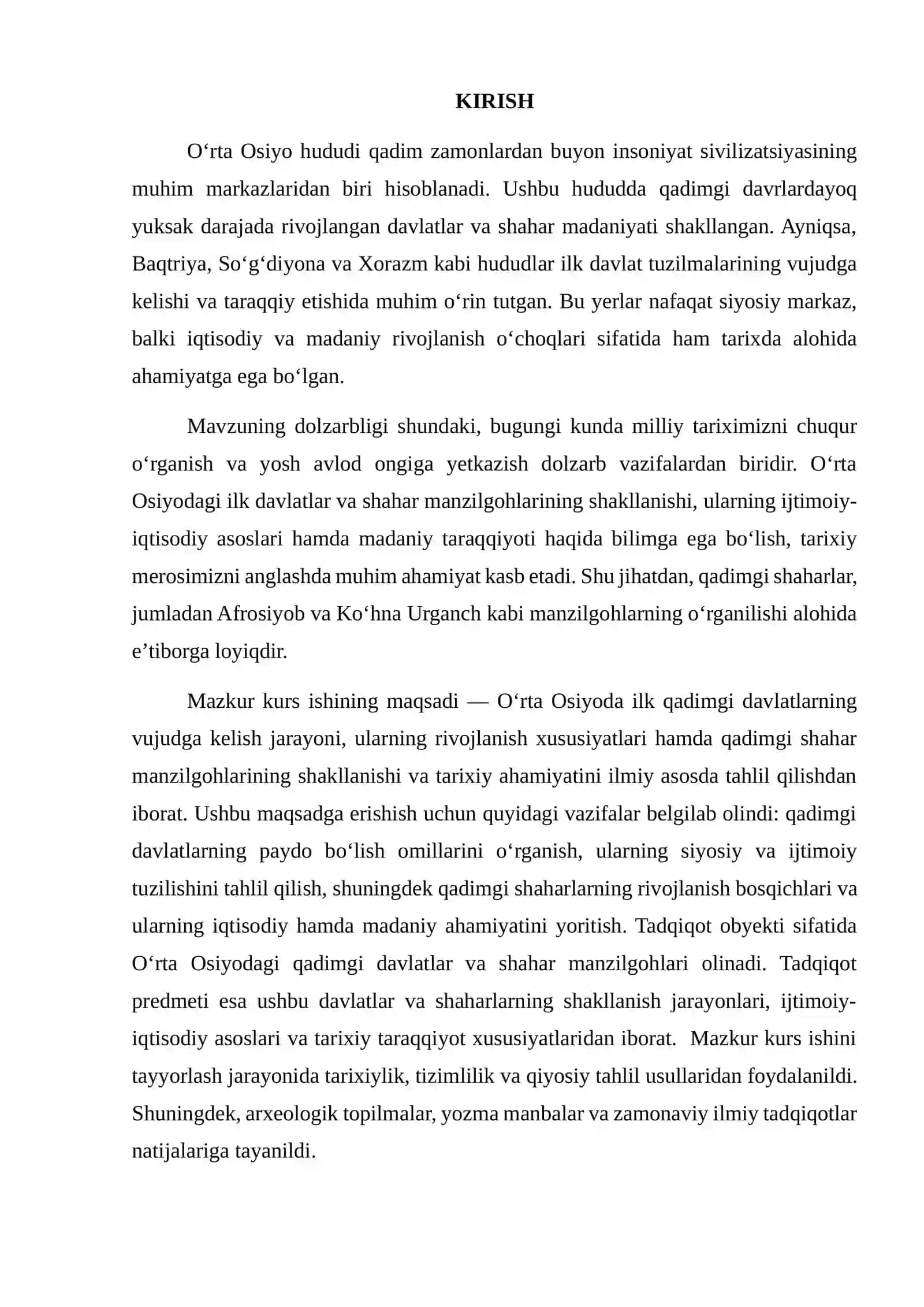 O‘RTA OSIYODA ILK QADIMGI DAVLATLARNING VUJUDGA KELISHI VA RIVOJLANISHI 2