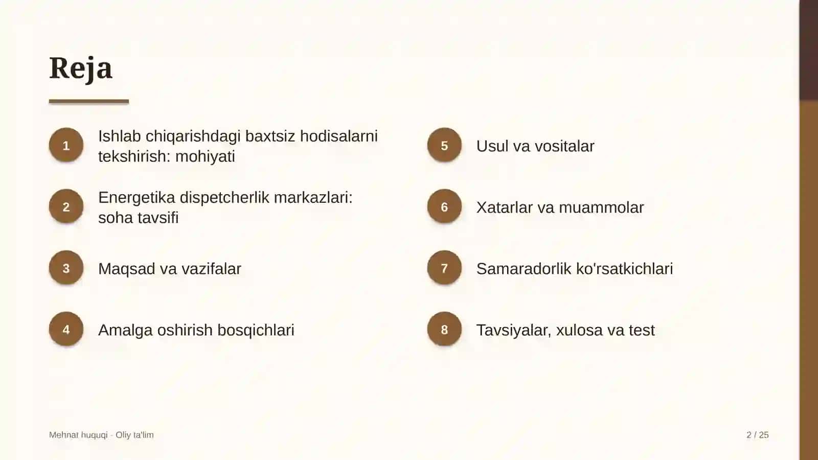 Energetika dispetcherlik markazlarida ishlab chiqarishdagi baxtsiz hodisalarni tekshirish va hisobga olish 2