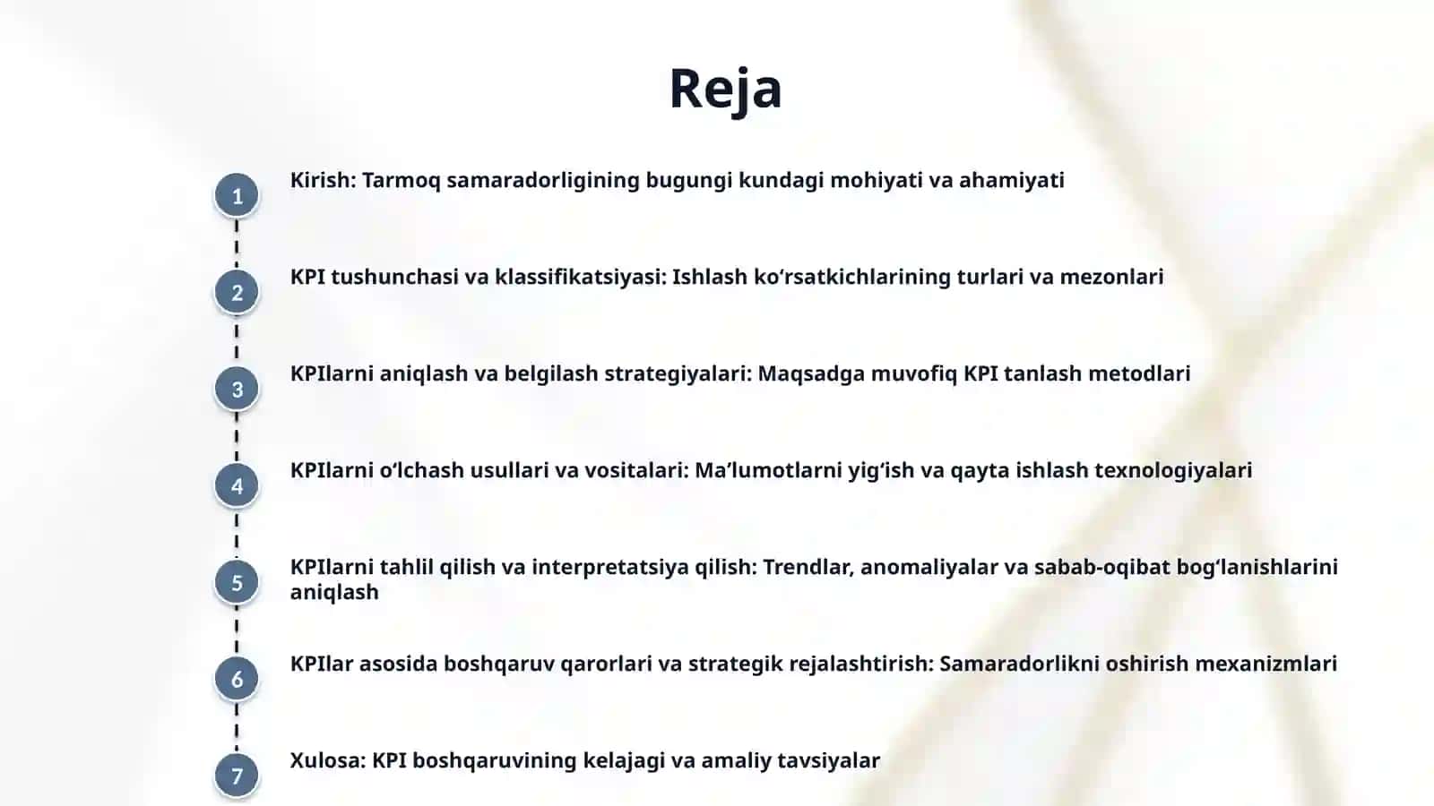 Performance Management: tarmoq ishlash koʻrsatkichlarini oʻlchash va tahlil qilish metodikasi. 2