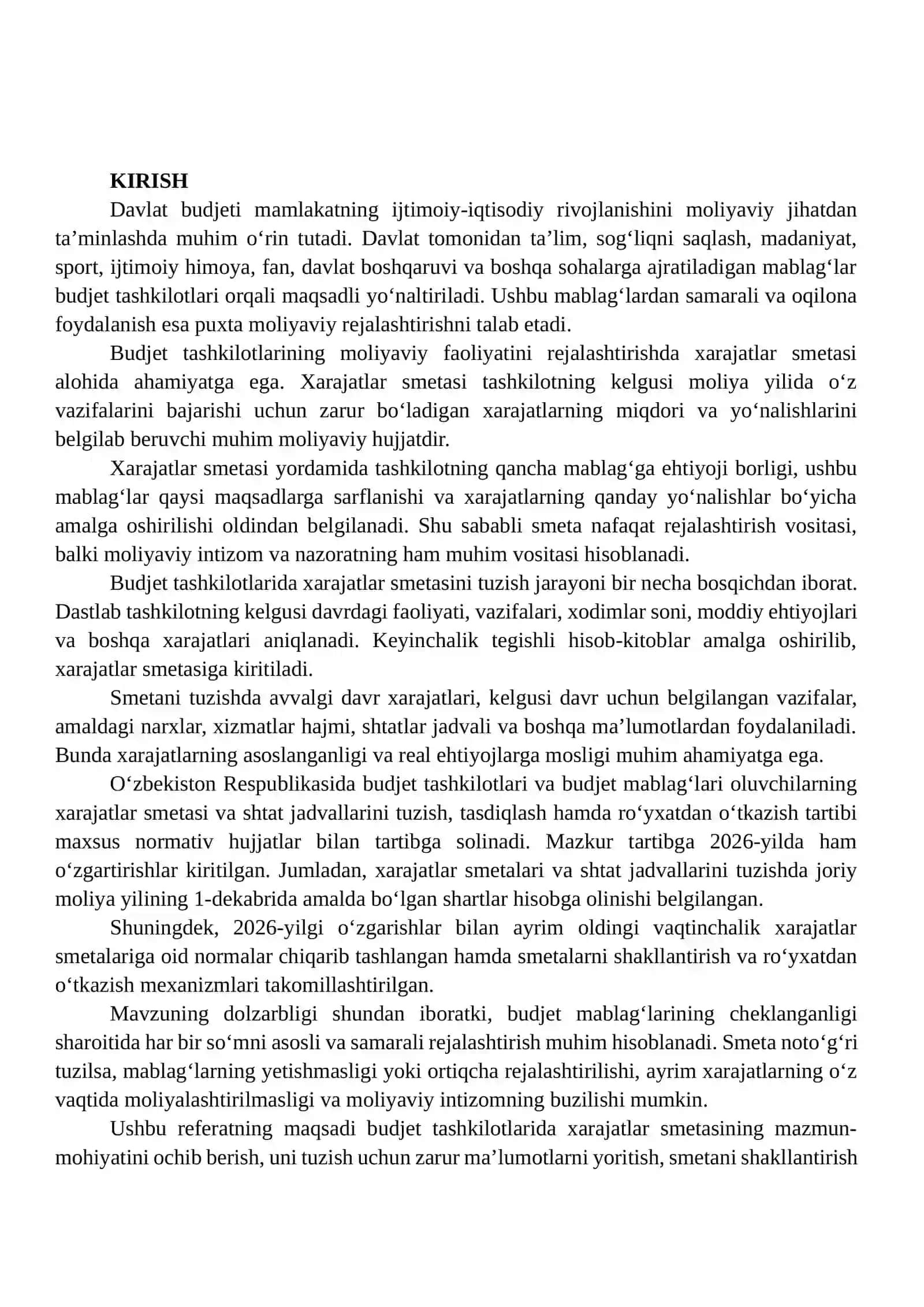 BUDJET TASHKILOTLARIDA XARAJATLAR SMETASINI TUZISH TARTIBI VA BOSQICHLARI 2