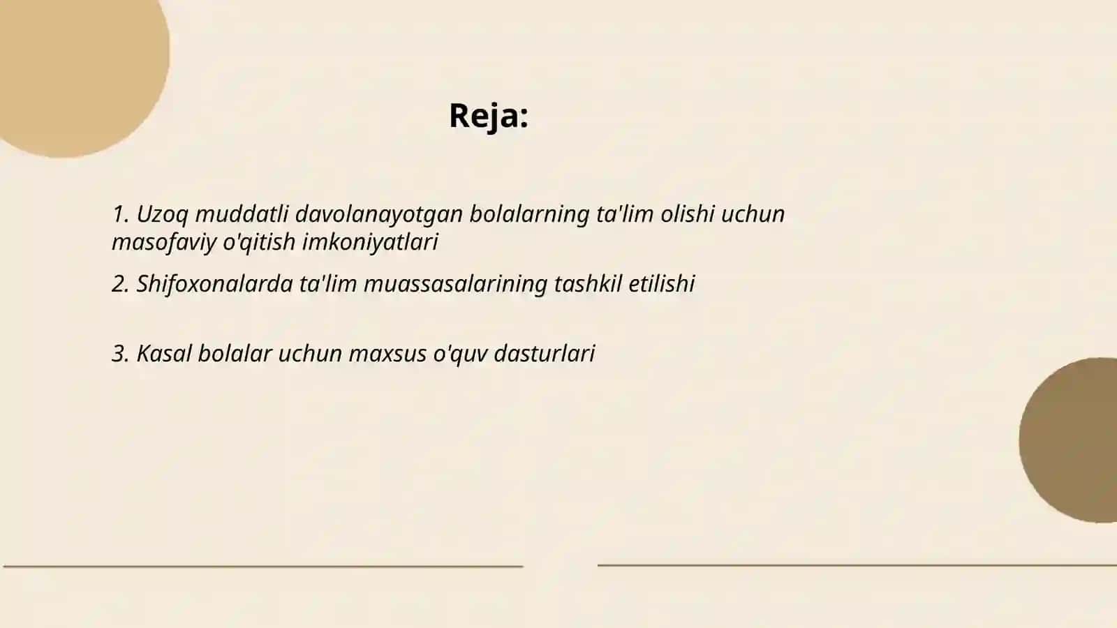 Uzoq muddatli davolanayotgan bolalarning ta'lim olish imkoniyatlari 2