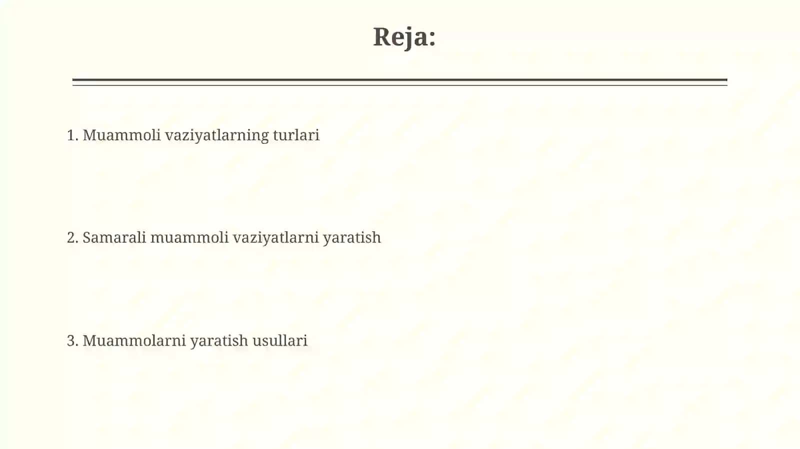 Muammoli vaziyatlarni Rejalashtirish va Dizaynlash 2