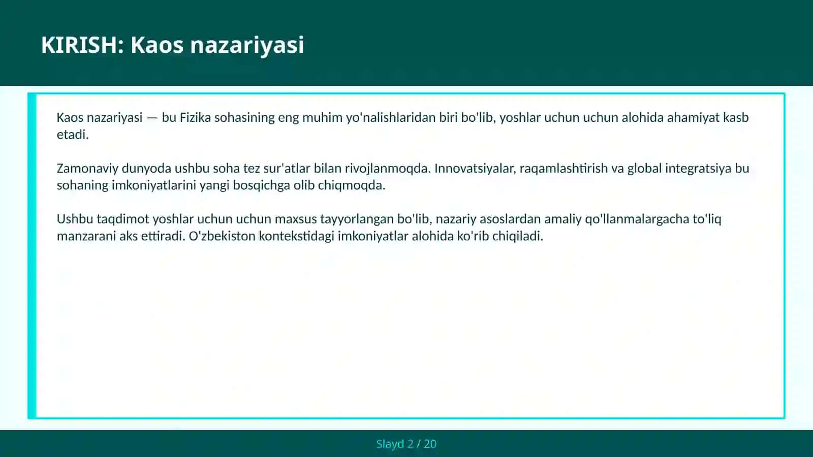 Kaos nazariyasi 2