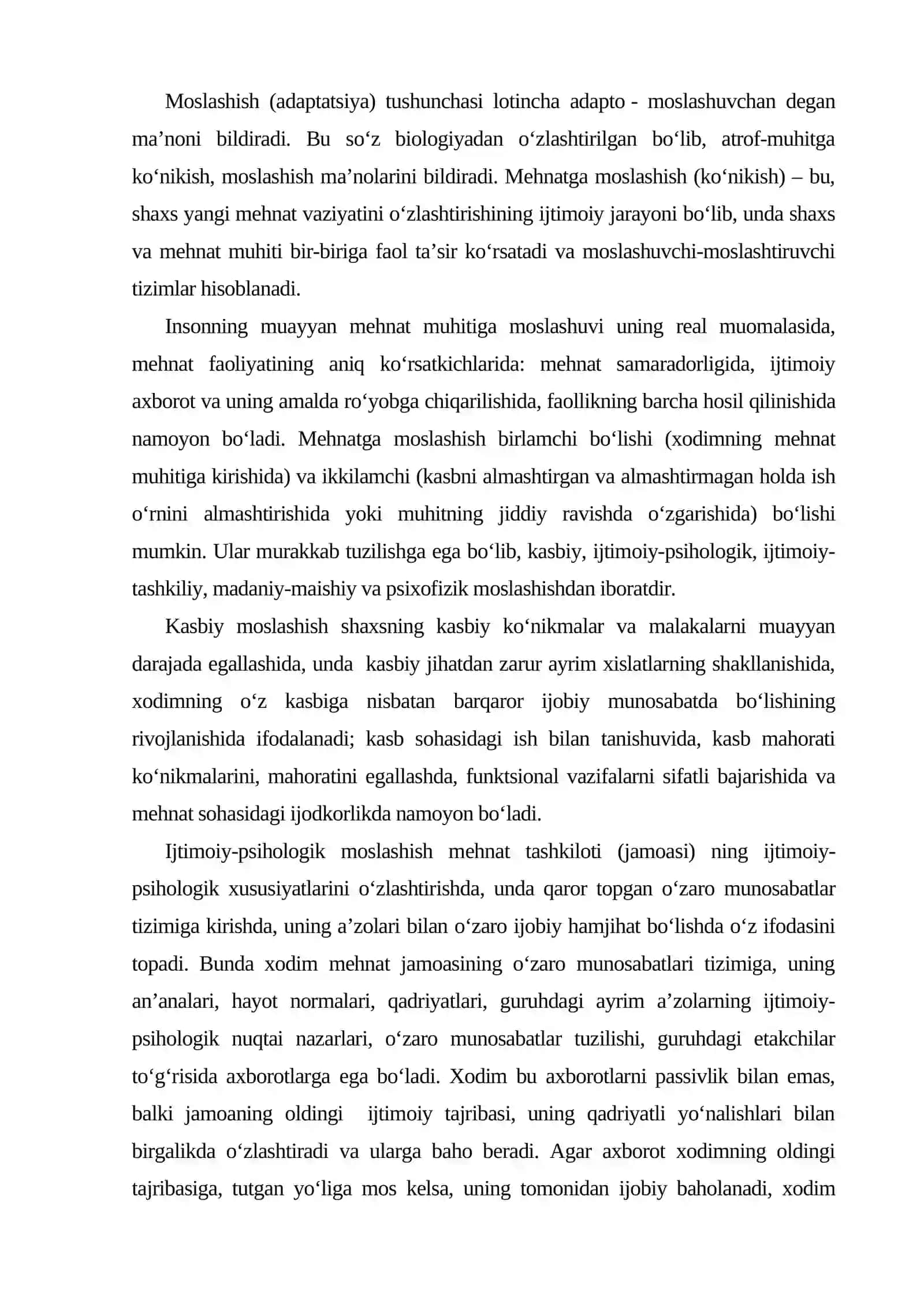 Mehnatga moslashishi 2