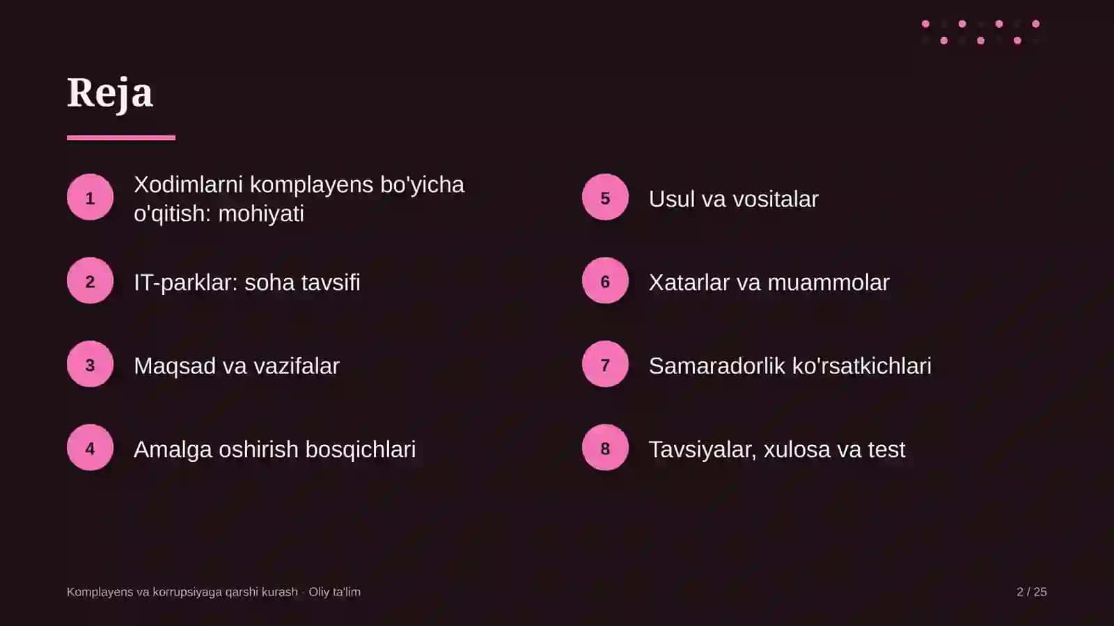 IT-parklarda xodimlarni komplayens bo'yicha o'qitish 2