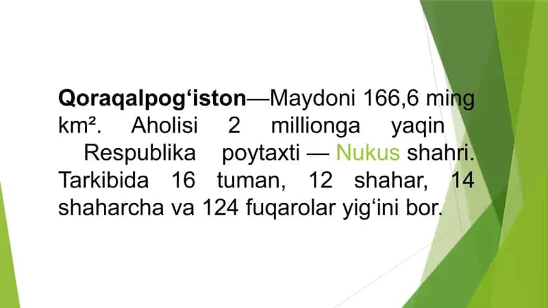 Qoraqalpog’iston Respublikasi 2