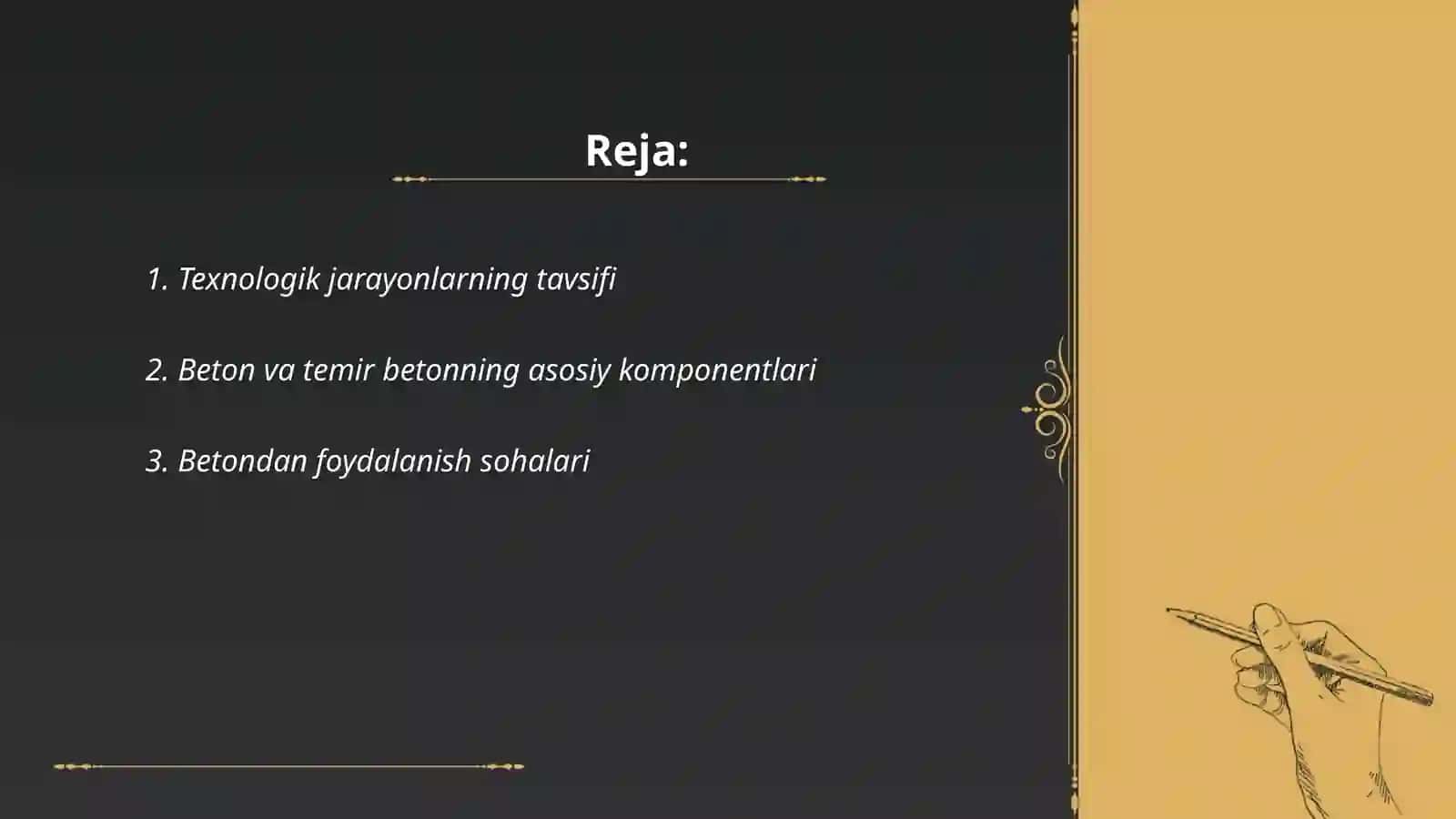 Texnologik jarayonni tashkil qilish asoslari (Beton va temir beton to'ldiruvchilar fanidan) 2