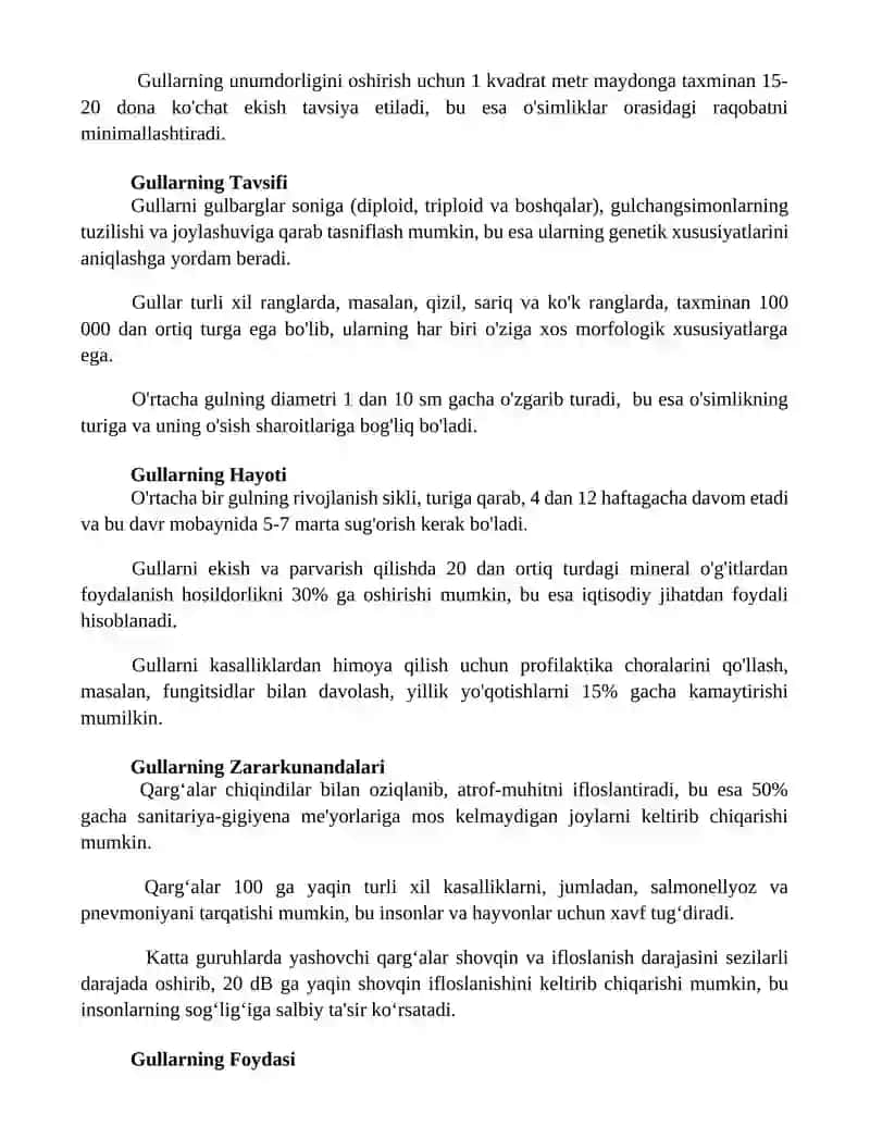 Gullar haqda 2