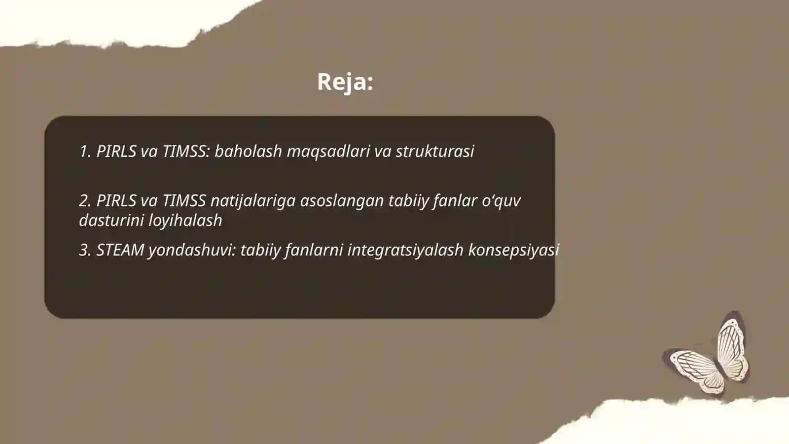 PIRLS va TIMMS xalqaro baholash dasturlari va STEAM yondashuvi orqali tabiiy fanlarni õqitish metodikasi 2