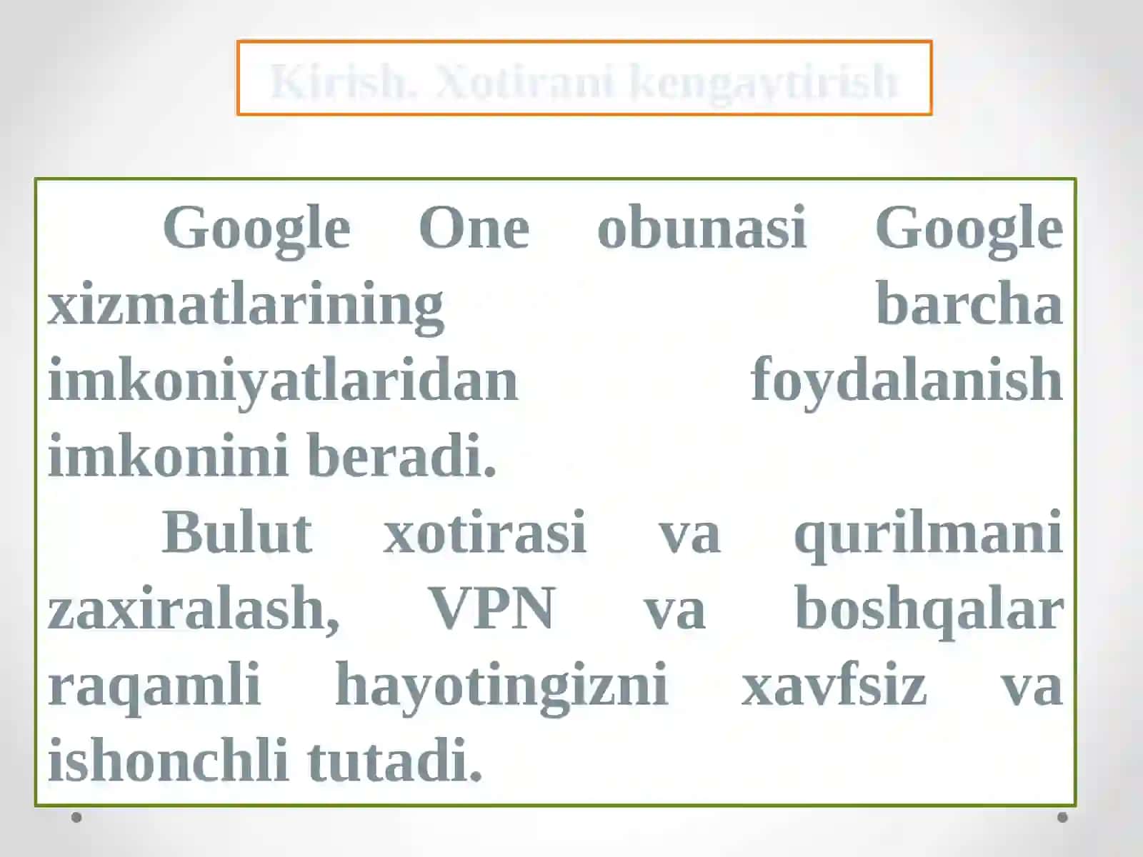 Google One vauningimkoniyatlari 2