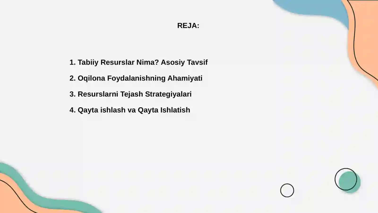 Tabiiy resurslardan oqilona foydalanish mavzusi 2