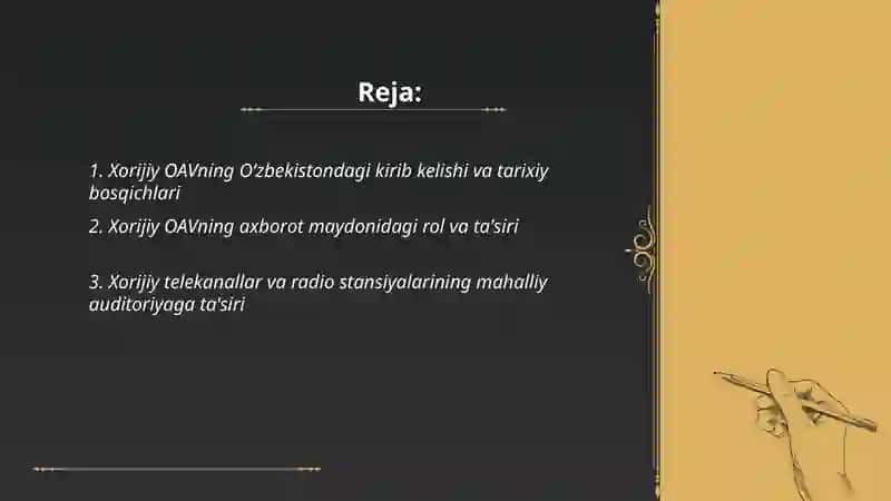 Xorijiy OAVning O‘zbekistondagi kirib kelishi va tarixiy bosqichlari 2